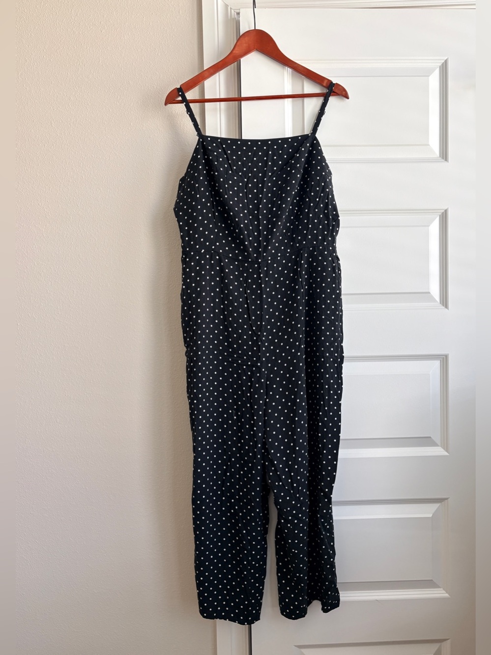 Old Navy Black Polka Dot Spaghetti Strap Jumpsuit XL
